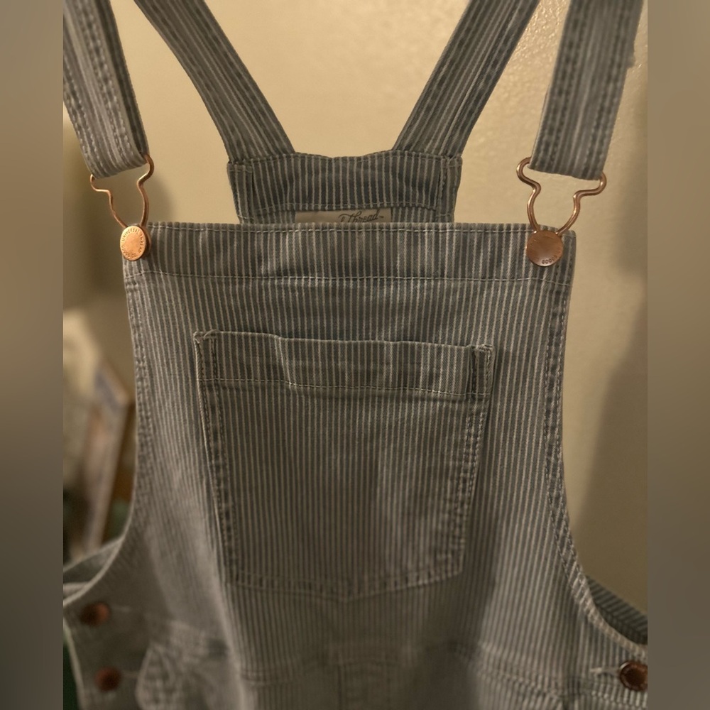 Universal Thread Light Blue Striped Overalls 02 L… - image 4